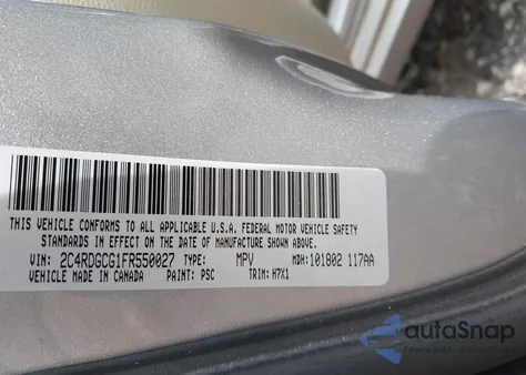 2015 Dodge Grand Caravan Sxt from USA, damaged, VIN 2C4RDGCG1FR550027